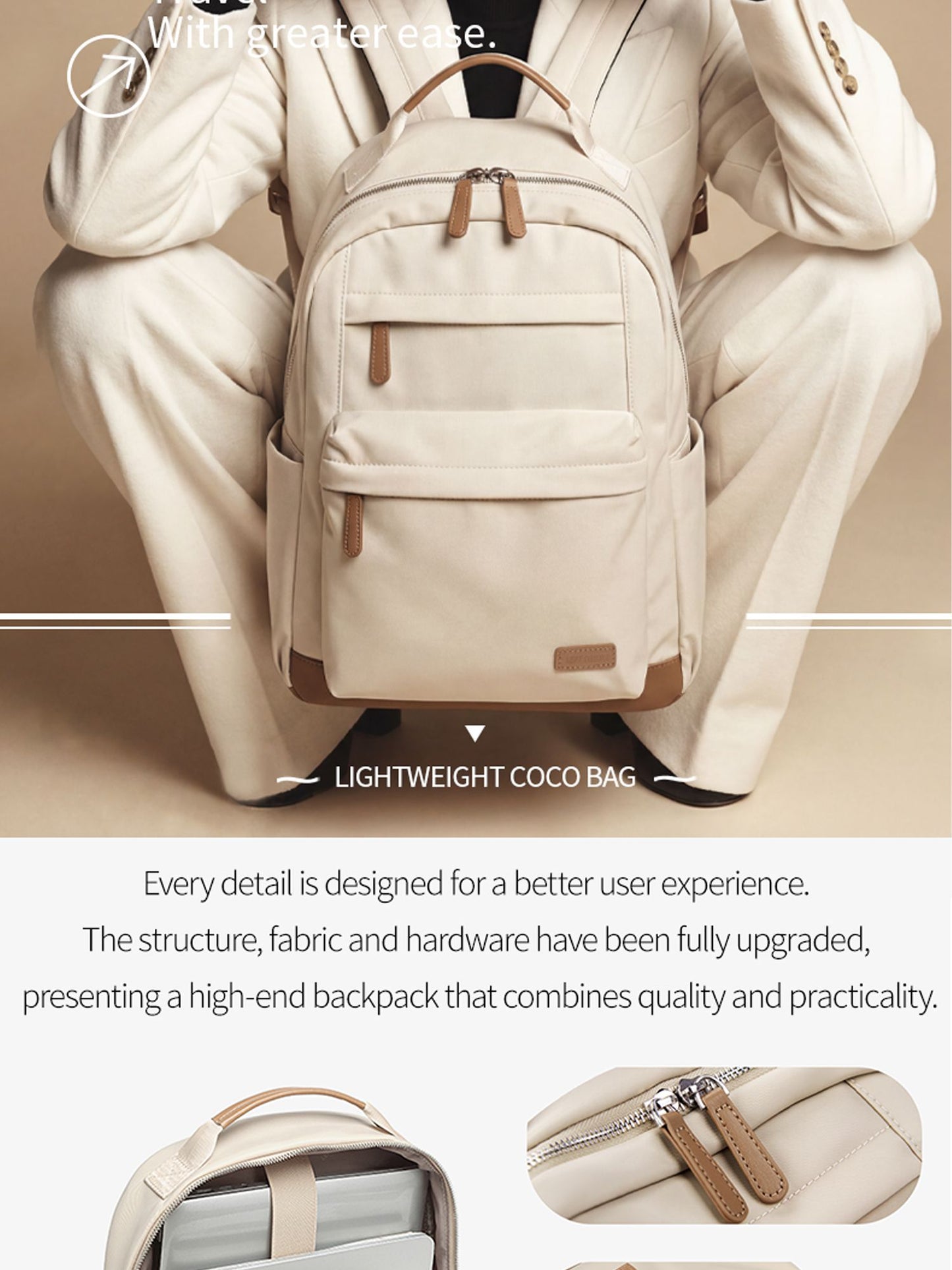 LEFF Women Backpack High Quality Large Capacity Laptop Backpacks Trendy Female Commuting Backpack Waterproof Outdoor Travel Bags