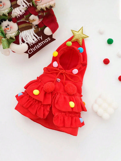 Fantasia de Natal para Pets, Capa de Cachorro para Outono e Inverno, Manto Xale de Cachorro com Design de Árvore de Natal, Roupa de Transformação para Cachorro