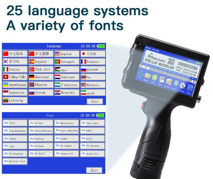 Phezer P15 12.7mm Label Printer QR Bar Batch Code Date Number Logo Expiry Date Handheld Inkjet Printer 28 Languages Portable