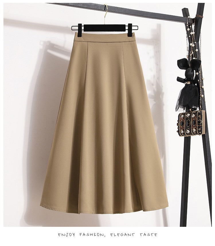Ladies' Summer High Waist Plus Size Skirts 2026 Mid To Long Flowing Suit Skirt New Style Casual Solid Color A-line Skirt