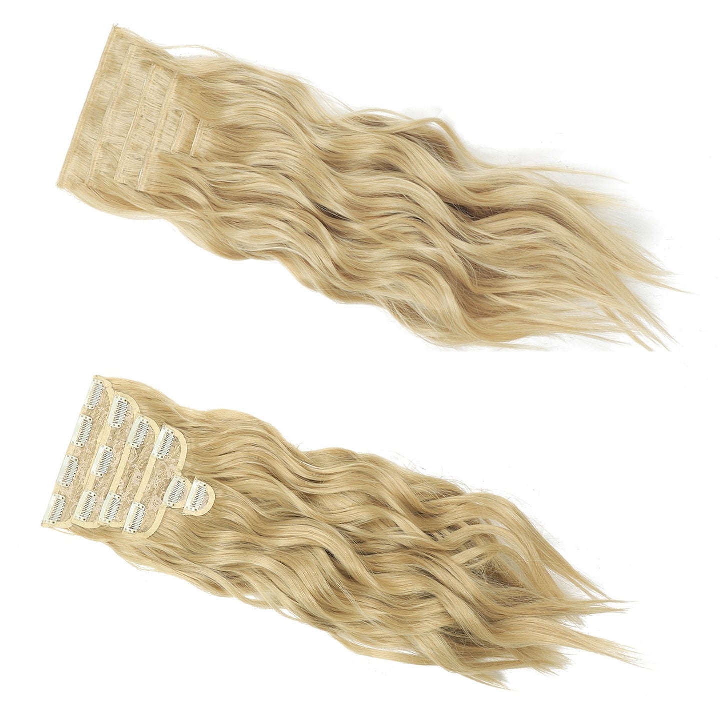 Jeedou 185g Thick Soft Hairpieces Clip in Hair Extensions 6PCS Water Wavy Long 24Inch Synthetic Hair for Women Party Daily Use