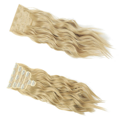 Jeedou 185g Thick Soft Hairpieces Clip in Hair Extensions 6PCS Water Wavy Long 24Inch Synthetic Hair for Women Party Daily Use