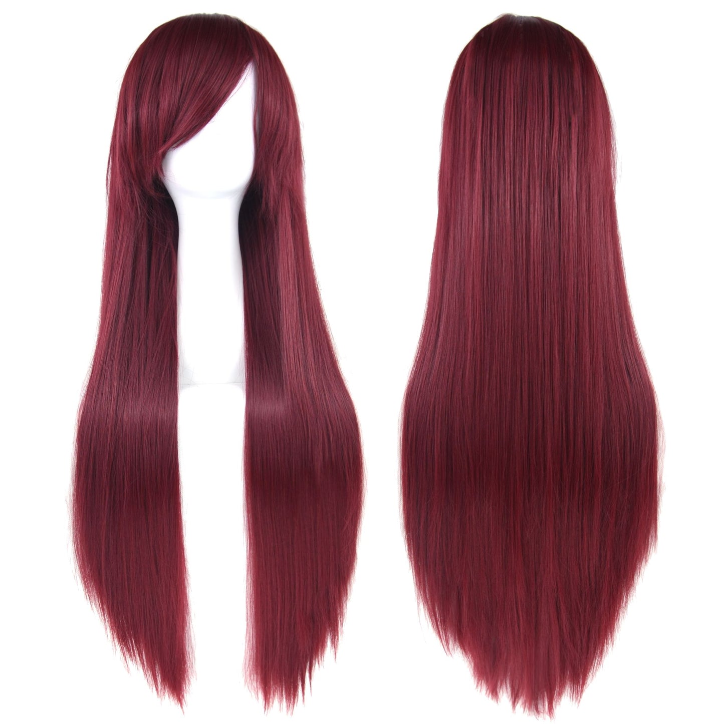 Soowee 80cm Cabelo Sintético Comprido Branco Roxo Perucas Cosplay Festa Preto Cabelo Liso Peruca Postiça para Mulheres