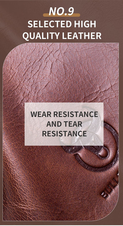 BULLCAPTAIN Men's Genuine Leather Chest Bag Casual Retro 7.9-inch Mobile Phone Bag Multifunctional Anti-Theft Crossbody Bag