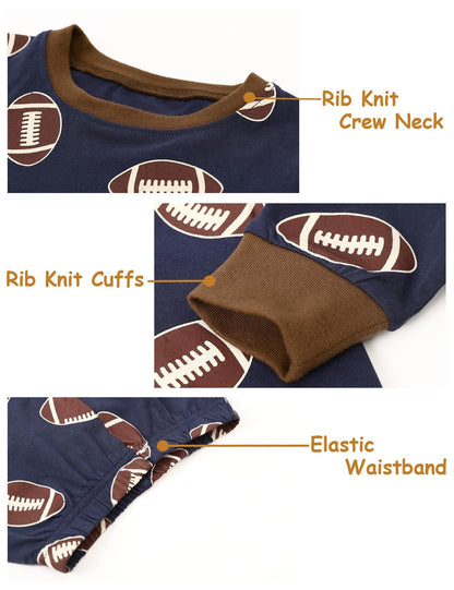 Kids Boys Football Pajamas Set Child Sport Theme Pyjamas Toddler Girls Rugby pijama Cotton Christmas PJS 2-14 Years