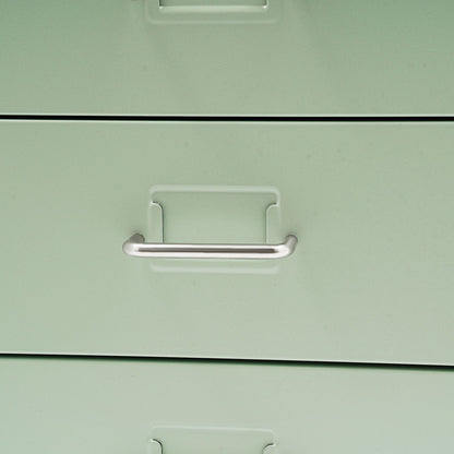 Gaveteiro de Metal com Rodas e Fechadura | Armário para Documentos com 6 Gavetas para Escritório em Casa, com Rodas | Branco-sujo/Verde/Amarelo