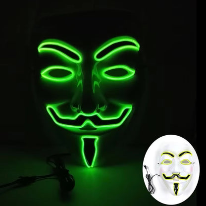 Halloween LED Vendetta Mask Night Club Carnival Party Festival Decoration Cosplay Vendetta Guy Fawkes Mascara Glowing V Mask