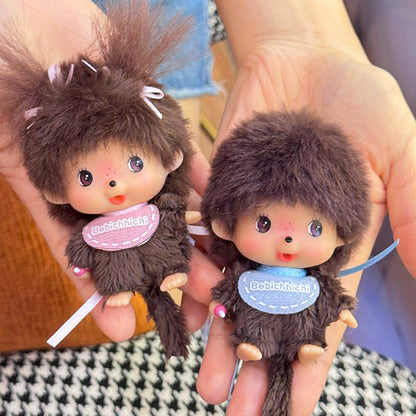 Kawaii Monchichi Doll Figure Keychain Furry Chimutan Monchhichi Figurines Hanger Pendant Bags Charm Accessories Small Gift