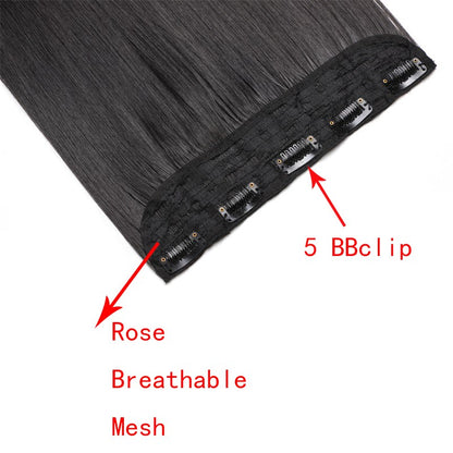 Alongamento de Cabelo Sintético Invisible Hair Extensions com 5 Clipes, 60cm, Liso, Resistente ao Calor, para Mulheres