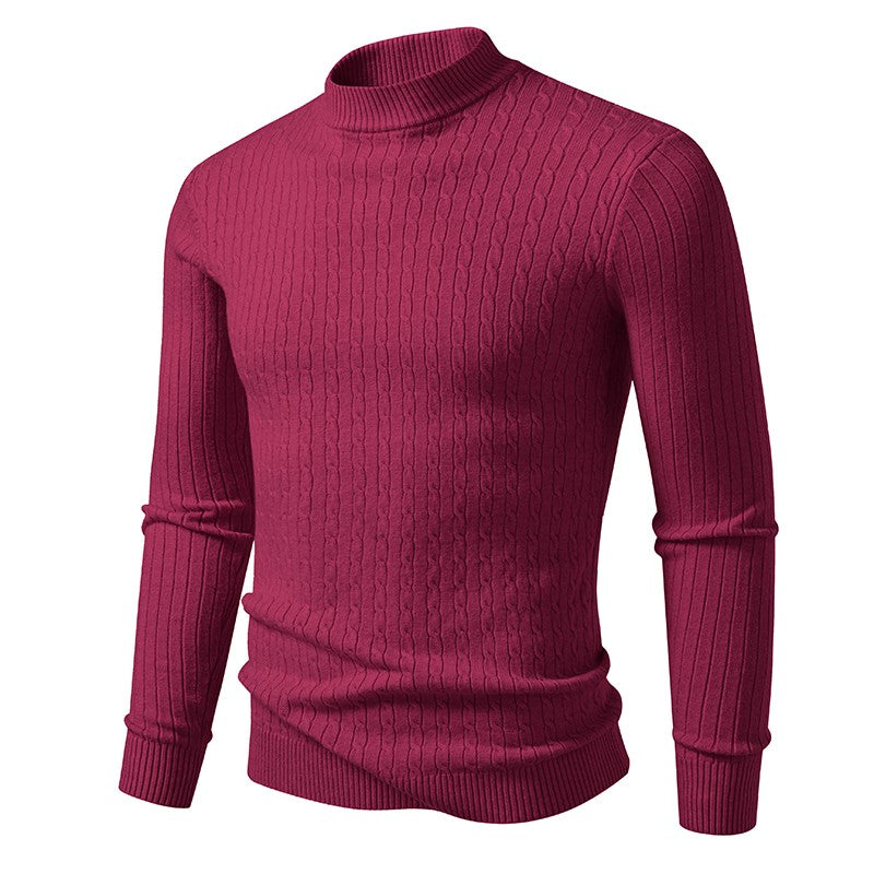 Animal Game Mens Mock Neck Pullover Casual Sweaters Outdoor Woolen Knitwear Twist Casual Sweater Knit Autumn Warm Coats