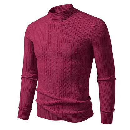 Animal Game Mens Mock Neck Pullover Casual Sweaters Outdoor Woolen Knitwear Twist Casual Sweater Knit Autumn Warm Coats