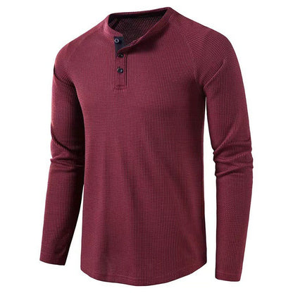 Autumn And Winter New Men's T-shirt Europe And The United States Men's Solid Color Long Sleeve Undershirt Henry Shirt Men