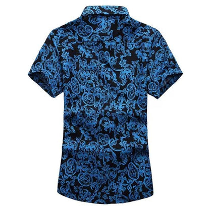New Summer Men's Short-sleeved Printed Shirts, Turn-down Collar Single-breasted Hawaiian/vacation Shirt, Asian Sizes M-7XL.