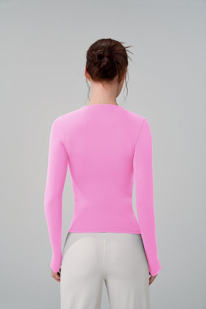 SOISOU 5 Colors Half-High Collar Slim Fit Yoga Top Women's Pilates Pullover Sports Long Sleeve High Elastic Fitness T Shirt