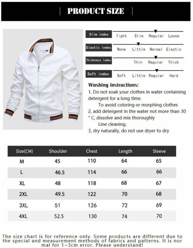 Spring And Autumn Fashion Stand-Up Casual Zipper Jacket High Quality Aviator Jacket Windproof Rainproof Outdoor Sports Jacket