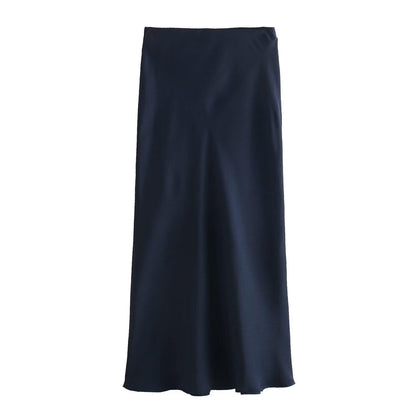 Willshela 2024 Black Satin Skirt Woman High Waist Elegant Long Skirts For Women Fashion Summer Midi Skirt Office Women's Skirts