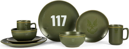 HALO Master Chief 117 – Conjunto de Louças de Cerâmica com 8 Peças | Essenciais de Cozinha para Casa com Tema de Videogame | Inclui Pratos Rasos e de Salada