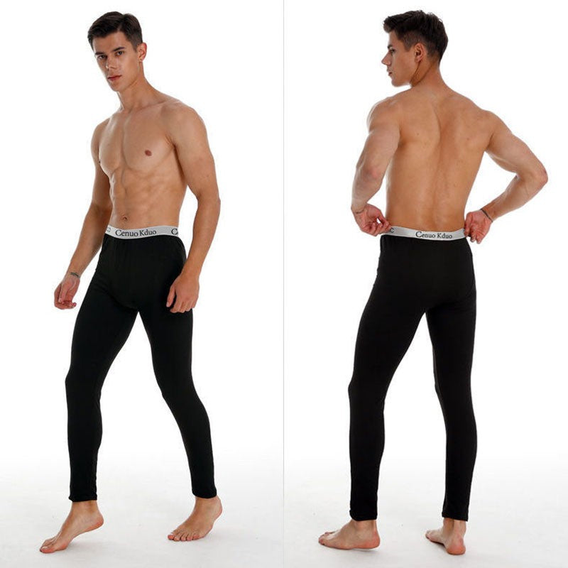 2024 New  Thermal Underwear Men Thin Fleece Leggings Elastic Underpants Solid Color Render Pants Slim Men Clothing Soft