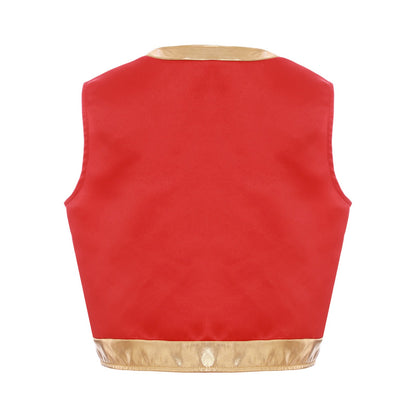 Boys Girls Halloween Toad Game Character Vest Open Front Loose Waistcoat Carnival Theme Party Super Brother Role Play Costume