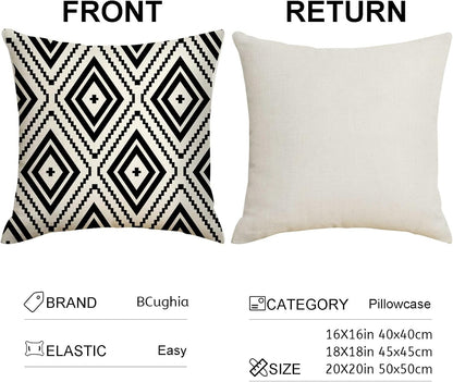 Black Beige Throw Pillows Covers Geometric Linen Wave Cushion Covers for Sofa Outdoor Patio