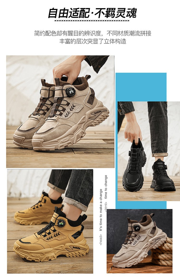 New Men's Casual Outdoor Construction Site Work Durable Safety Shoes, Black for Outdoor Mountain Climbing and Hiking Sports