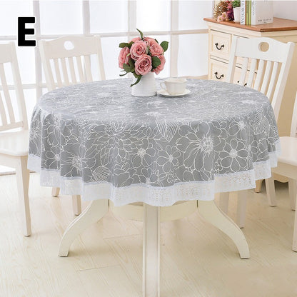 137/152/180/200/220cm 7Colors Oil-proof Flower Grid Round Table Cloth Waterproof Party Festival Surface Cover Picnic Blanket