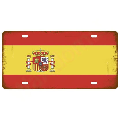 Plaque Tin Sign France Russia Spain Metal Sign Germany USA Country Flag License Plate For Wall Home Restaurant Craft Bar Decor