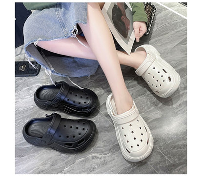 Plush slippers 2025 new winter men's and women's thick high heels soft-soled beach garden shoes home plush ripped slippers