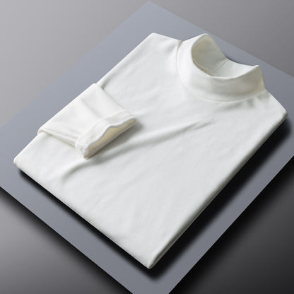 Hot Winter Warm Men Mock Neck Basic Plain T-shirt Blouse Pullover Long Sleeve Top Male Outwear Slim Fit Stretch Fashion Sweater