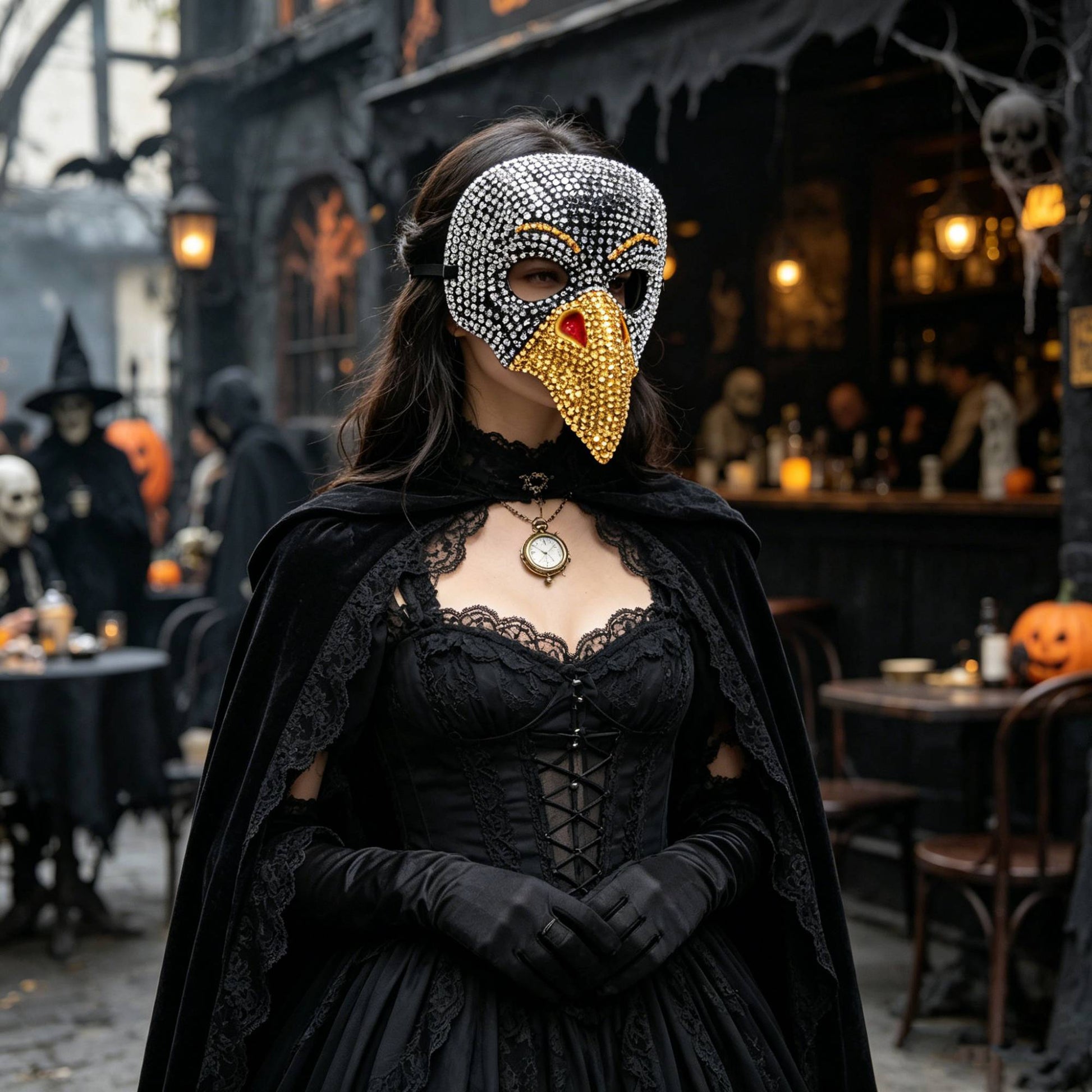 Steampunk Gothic Bird Beak Mask Full Rhinestone Craft Retro Venetian Style Halloween Masquerade Wedding Party Diamond Mask