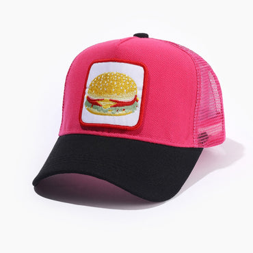 Bonés de Caminhoneiro Masculino Feminino Boné de Beisebol com Desenho de Hambúrguer Bordado Patch Snapback Drake Bones Algodão Casual Malha Papai Chapéus de Sol