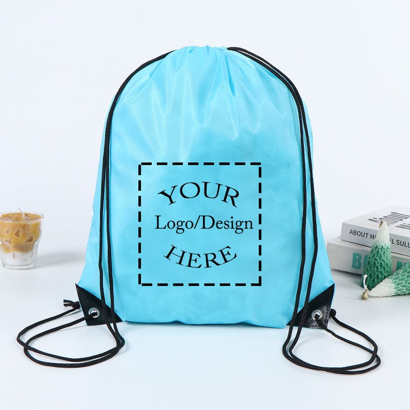 20/50Pcs Custom Bag Printing Logo Schoolbag Promotional Outdoor Casual Gym Sport Waterproof Advertising Bag Drawstring Backpack