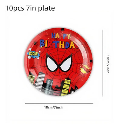 Mask Spider Hero Birthday Party Supplies Tableware Kit Plates Cups Tablecloth Backdrop Balloons Kids Party Decorations Favors