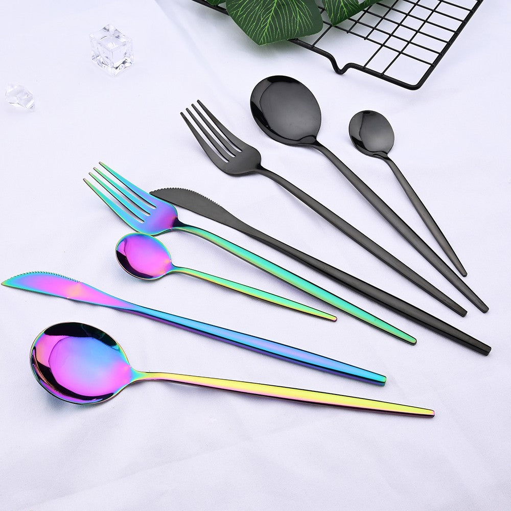 6Pcs/Set Teaspoon Stainless Steel Flatware Colorful Cake Fruit Spoons Dessert Small Coffee Spoon Snack Kitchen Dinnerware Tools