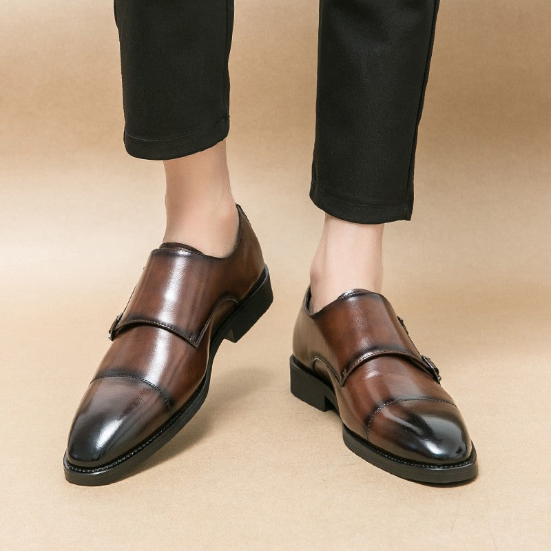 Large size men's three-point casual leather shoes men's leather business gentleman British style dress men Mengke shoes