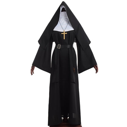 Nun Dress Halloween Costume for Women Scary Cosplay Mary Priest Dresses
