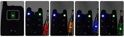 Alarme de picada de pesca sem fio conjunto 1+4 com 4 indicadores de picada luminosos em estojo EVA para pesca de carpas B1203S