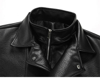 Vintage PU Jacket Men Motorcycle Biker PU Coat Fashion Casual Cargo Jackets Spring Autumn Outerwear