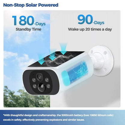 ALEVIO 2.5K Outdoor Solar Camera Wireless Cam WIFI Ultra Standby Time PIR Motion Light Color Night Vision AI Detect Battery Cam