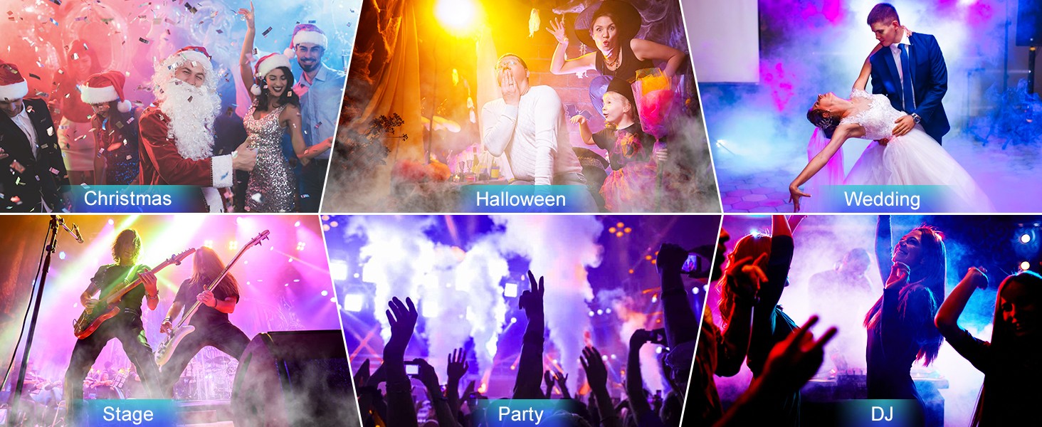1200W Smoke Machine RGB 6LEDs Lighting Fog Machine Remote Control Stage Smoke Haze Generator for Disco Party Nightclub Wedding