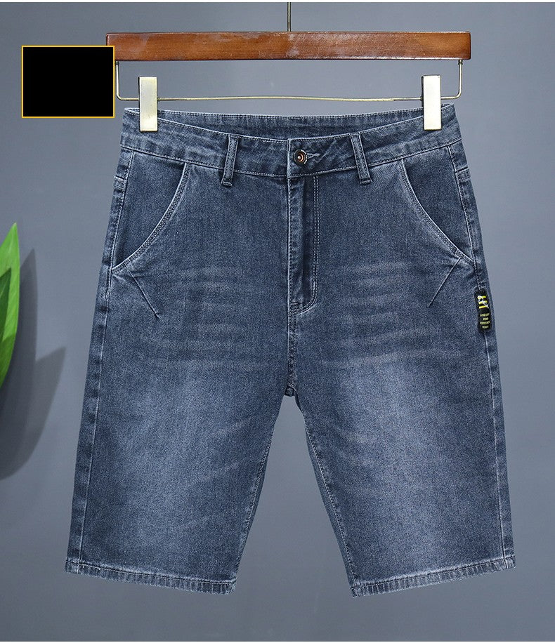 Men's Straight Casual Denim Shorts Simple Solid Color Slim Jeans Comfortable Breathable Bermuda Short Pants Summer