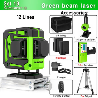 Nível a Laser Clubiona 16/12 Linhas linha verde Autonivelante 360 Horizontal e Vertical Nível a Laser de Feixe Verde Super Potente