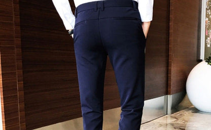 Fluid Tressed Man Suits Pants Black Office Slim Fit Trousers for Men Work Draped Clothes Offer Chinese Homme Spring Thin Casual