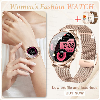 New Women Smart Watch 1.32"AMOLED Full Touch Screen Bluetooth Call Blood Pressure IP68 Waterproof NFC 7.3mm Ultra-thin bracelet