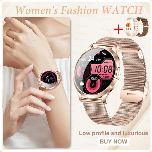 New Women Smart Watch 1.32"AMOLED Full Touch Screen Bluetooth Call Blood Pressure IP68 Waterproof NFC 7.3mm Ultra-thin bracelet