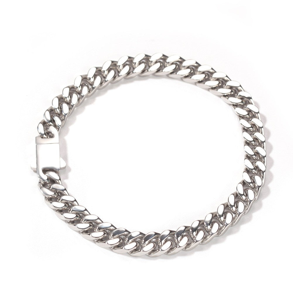 Pulseira Acessório Masculina de Aço Inoxidável 316 Banhada a Ouro 18k, Corrente Cubana Criptografada de 8, 10, 12mm, Estilo Miami Rap Hip Hop
