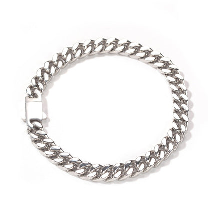Pulseira Acessório Masculina de Aço Inoxidável 316 Banhada a Ouro 18k, Corrente Cubana Criptografada de 8, 10, 12mm, Estilo Miami Rap Hip Hop
