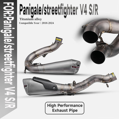 For Panigale V4 Streetfighter V4 V4S Motorcycle Exhaust Escape System Slip On Link Pipe Carbon fiber cover muffler 2018-2024
