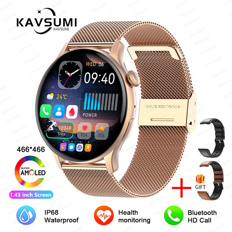 Smartwatch Feminino 2025 NFC Amoled HD GPS Monitor Cardíaco Bluetooth Ligações à Prova D'Água Para Mulheres Presente