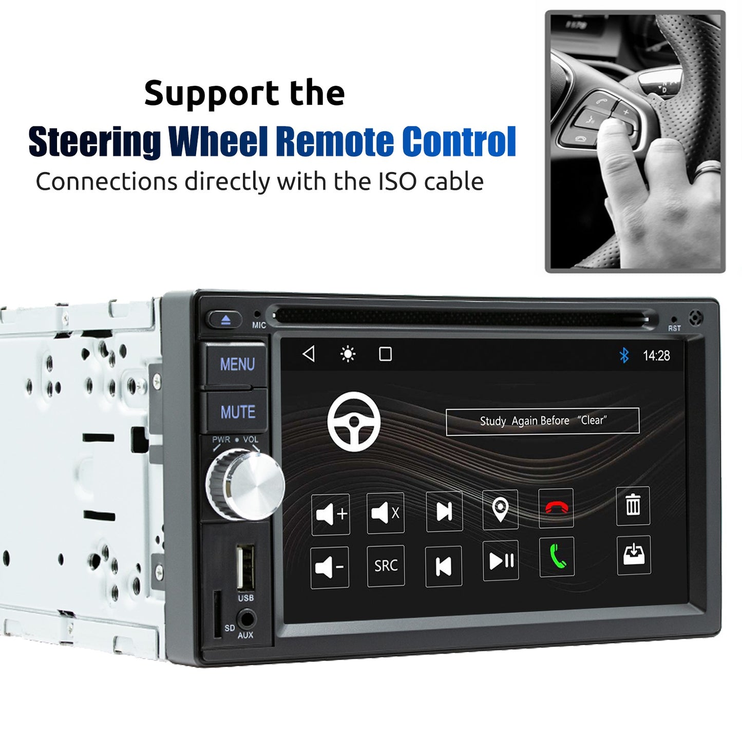 ESSGOO Universal Double 2 Din 6.2" Car Stereo Radio CD DVD Multimedia Video MP5 Player Wireless Carplay & Android Auto USB BT
